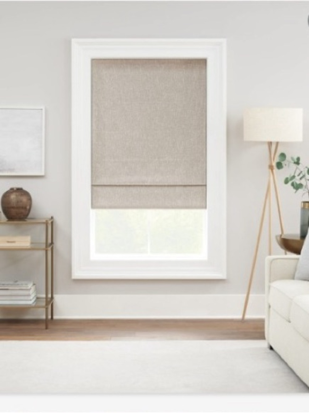 Eclipse Beige Linen-Look Roman Shade Dimensions: 39 in x 64 in.